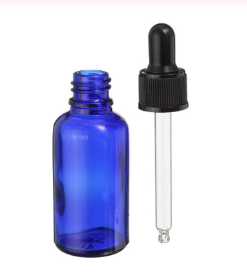 ब्लैक प्लास्टिक कैप के साथ LinDeer 30ml ब्लू ग्लास ड्रॉपर की बोतलें;