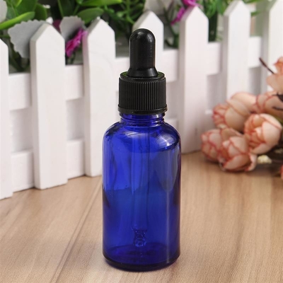 ब्लैक प्लास्टिक कैप के साथ LinDeer 30ml ब्लू ग्लास ड्रॉपर की बोतलें;