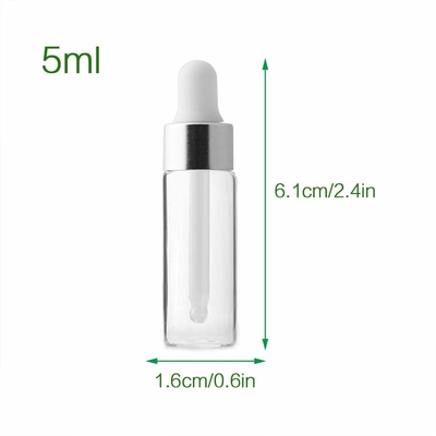 सिल्वर मिनी 5ml आवश्यक तेल की बोतलें OEM ODM ग्लास ड्रॉपर बोतलें
