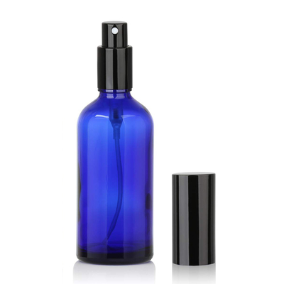 ब्लैक मिस्ट स्प्रेयर के साथ LinDeer 50ml ब्लू ग्लास पंप कॉस्मेटिक स्प्रे बोतल